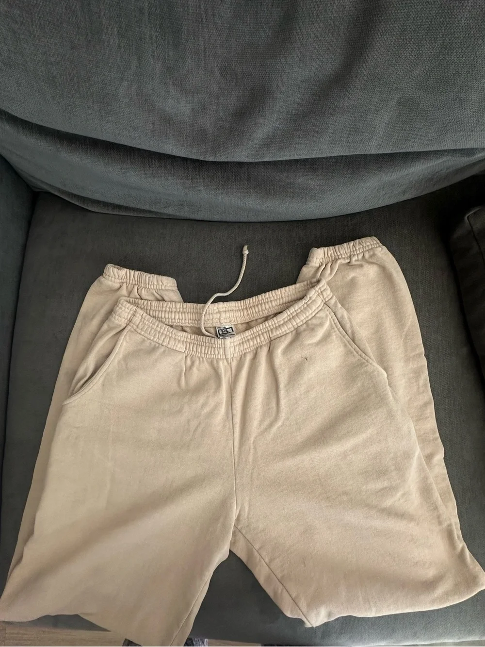 Los Angeles Apparel Beige Drawstring Athletic Shorts